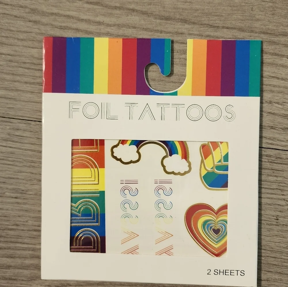 10x Rainbow Foil Tattoos - 2 Sheets EACH New